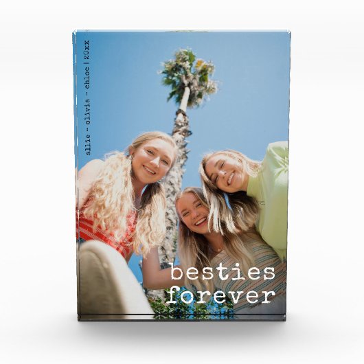 Moderne Beste Vrienden Custom Besties Forever Over Fotoblokken (Voorkant)