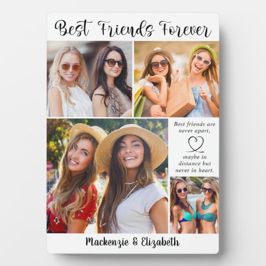 Moderne beste vrienden foto Collage BFF Quote Fotoplaat (voorkant)