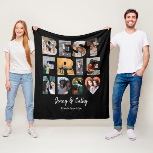 Moderne beste vrienden foto collage Black Fleece Deken