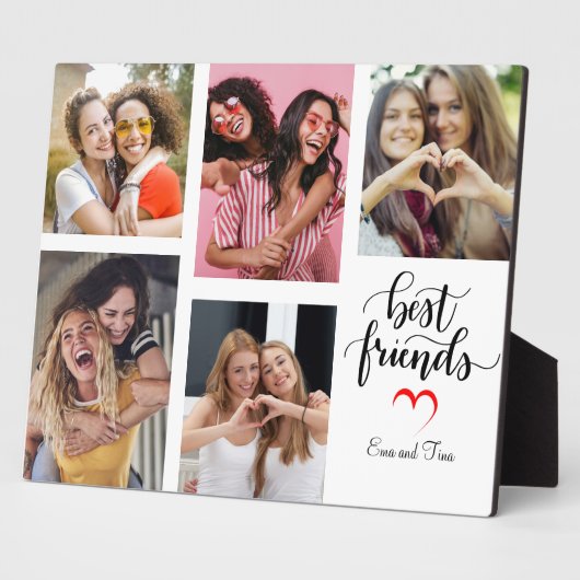 Moderne beste vrienden Fotogrid Keepsake Fotoplaat (Zijkant)