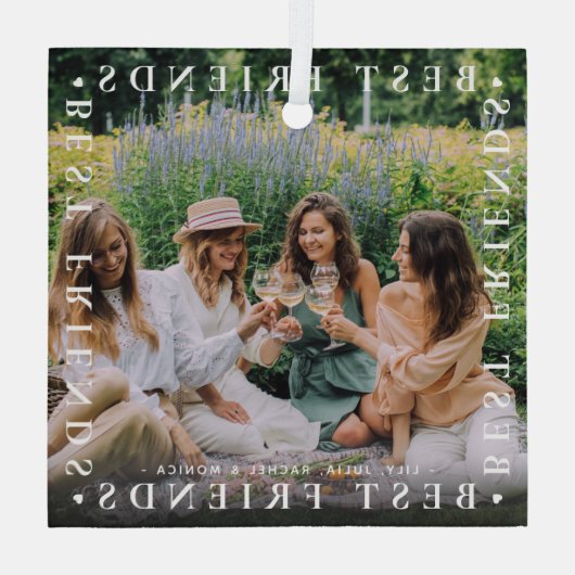 Moderne beste vrienden foto's en naam/namen | Best Glas Ornament (Achterkant)