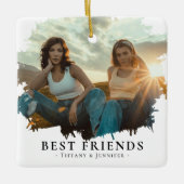 Moderne beste vrienden - Kerstmis met foto en naam Keramisch Ornament (Voorkant)