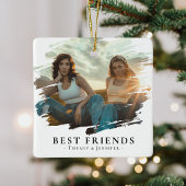 Moderne beste vrienden - Kerstmis met foto en naam Keramisch Ornament