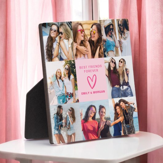 Moderne beste vrienden voor altijd roze fotocollag fotoplaat