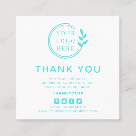 Moderne bestelling Hartelijk dank voor aangepaste  Vierkante Visitekaartje (Voorkant)