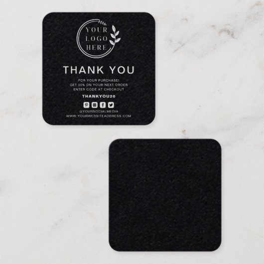 Moderne bestelling Hartelijk dank voor aangepaste  Vierkante Visitekaartje (Voorkant / Achterkant)