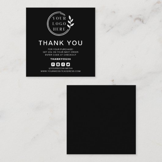 Moderne bestelling Hartelijk dank voor aangepaste  Vierkante Visitekaartje (Voorkant / Achterkant)