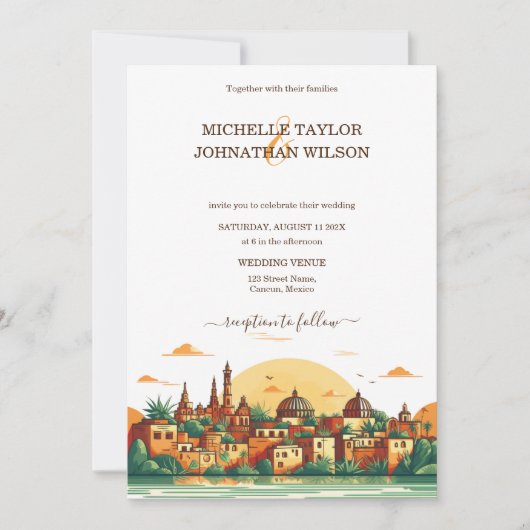 Moderne bestemming Bruiloft Mexico Beach Kaart (Voorkant)
