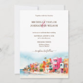 Moderne Bestemming Bruiloft Mexico Strand Kleurrij Kaart (Voorkant)