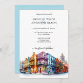 Moderne bestemming Bruiloft New Orleans Waterverf Kaart (Voorkant / Achterkant)