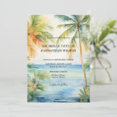 Moderne bestemming Bruiloft Palm Trees Strand Kaart (Staand voorkant)