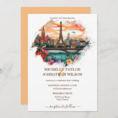 Moderne bestemming bruiloft Paris Eiffeltoren Kaart (Voorkant / Achterkant)