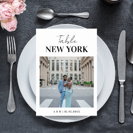 Moderne Bestemming Foto & Naam Reizen Bruiloft Kaart