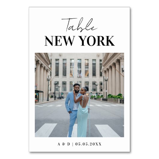 Moderne Bestemming Foto & Naam Reizen Bruiloft Kaart (Voorkant)