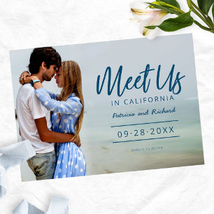 Moderne Bestemming Huwelijk Save the Date Foto Kaart