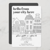 Moderne bestemming stad verhuizen aankondiging (Voorkant / Achterkant)