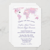 Moderne Bestemming Trouwdag Aquarel Wereldkaart Kaart (Voorkant / Achterkant)