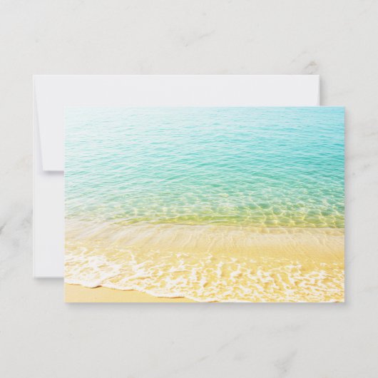 Moderne Bestemming Zomerstrand Trouwen Save The Date (Achterkant)