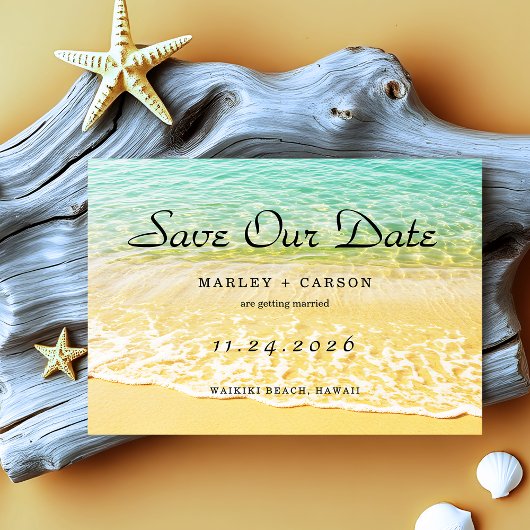 Moderne Bestemming Zomerstrand Trouwen Save The Date