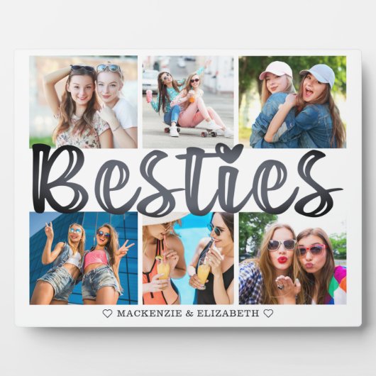 Moderne BESTIES 6 Foto Collage Aangepaste tekst 8x Fotoplaat (Voorkant)