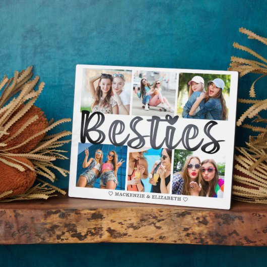 Moderne BESTIES 6 Foto Collage Aangepaste tekst 8x Fotoplaat (Zijkant)