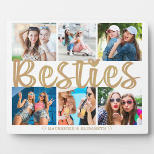 Moderne BESTIES 6 Foto Collage Gold aangepaste tek Fotoplaat