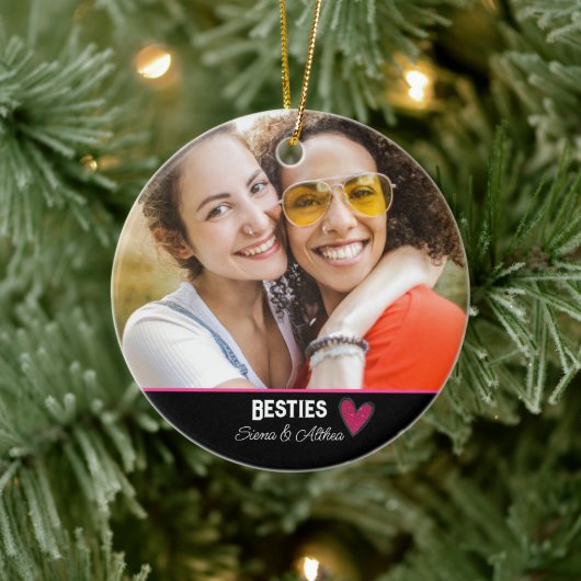 Moderne Besties Beste Vriend Foto Keramisch Ornament (Boom)