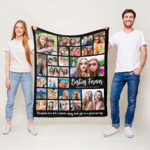 Moderne BESTIES FOREVER 23 Fotocollage op maat Fleece Deken