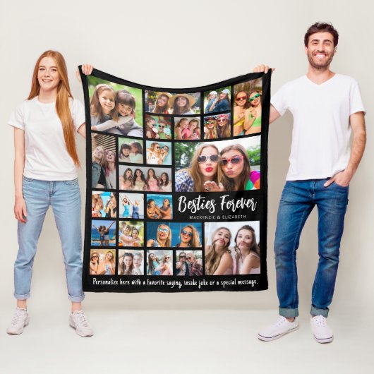 Moderne BESTIES FOREVER 23 Fotocollage op maat Fleece Deken (In situ)