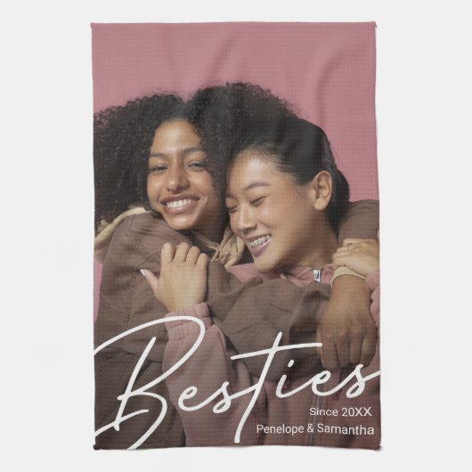 Moderne Besties Foto Gift Theedoek (Verticaal)