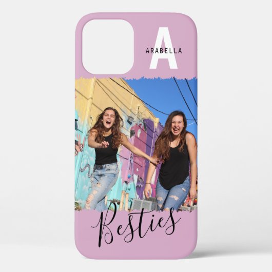 Moderne Besties-foto-monogram | Roze Case-Mate iPhone Case (Achterkant)