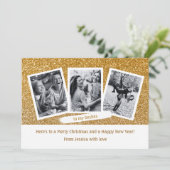 Moderne Besties Fotosjabloon Goud Vrolijk Kerstfee Feestdagenkaart (Staand voorkant)