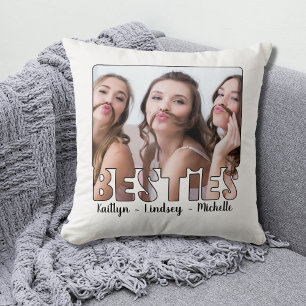 Moderne BESTIES Friends Typografie Foto namen in p Kussen