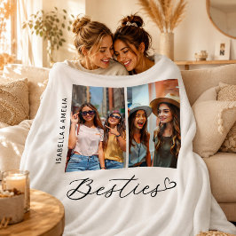 Moderne Besties Twee Foto's Script BBF  Fleece Deken