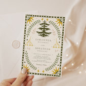 Moderne  betoverde bos bruiloft kaart