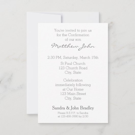 Moderne Bevestigingsuitnodiging Kies uw Kleur 2 Kaart (Achterkant)