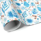 Moderne Bevroren Blauwe Kerstcadeau Cadeaupapier (Rol Hoek)