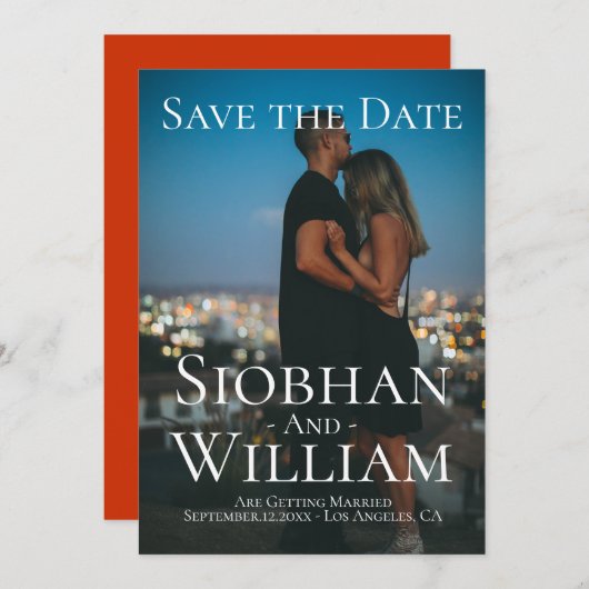 Moderne Bewaar De Datum Gepersonaliseerde Foto Kaart (Voorkant / Achterkant)