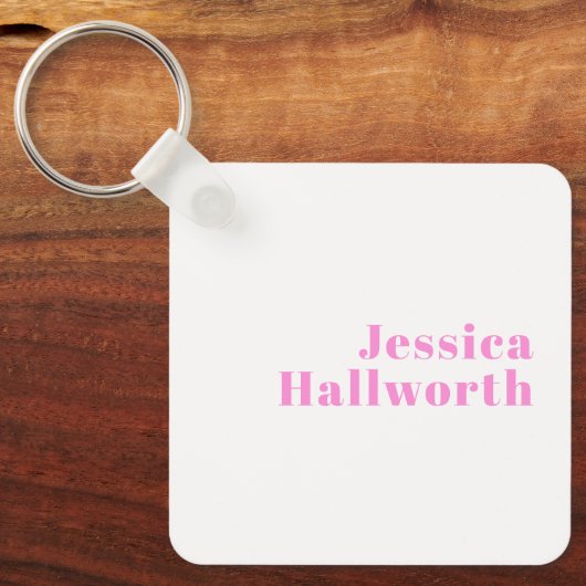 Moderne bewerkbare bedrijfsnaam of voor- & achtern sleutelhanger (Voorkant)
