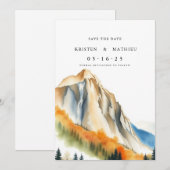 Moderne bewerkbare berg save the date (Voorkant / Achterkant)