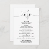 Moderne bewerkbare bruiloft details, zwart lettert informatiekaartje (Voorkant / Achterkant)