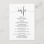 Moderne bewerkbare bruiloft details, zwart lettert informatiekaartje (Voorkant)