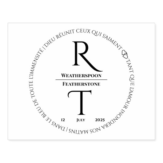 Moderne bewerkbare bruiloft Monogram Rubber Stamp Rubberstempel (Afrduk)