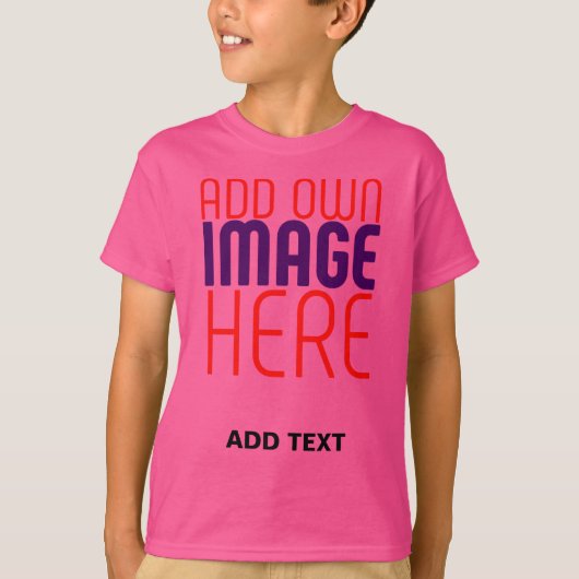 MODERNE BEWERKBARE CUTE WOW ROZE AFBEELDING TEKST T-SHIRT (Voorkant)