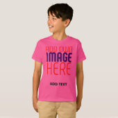 MODERNE BEWERKBARE CUTE WOW ROZE AFBEELDING TEKST T-SHIRT (Voorkant volledig)