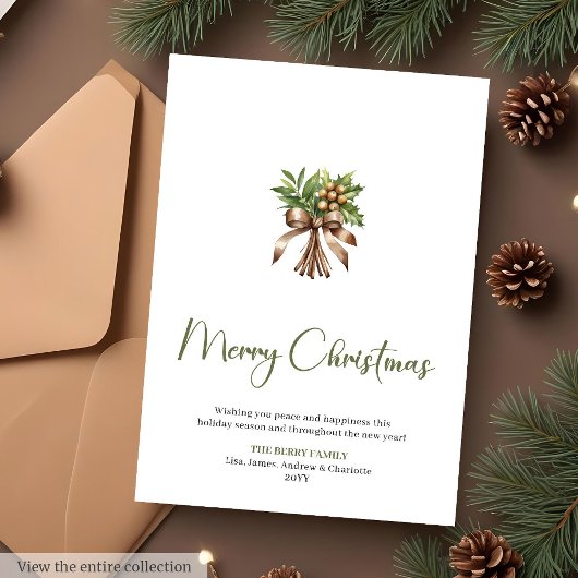 Moderne bewerkbare dennenkrans Kerstgroet Feestdagenkaart