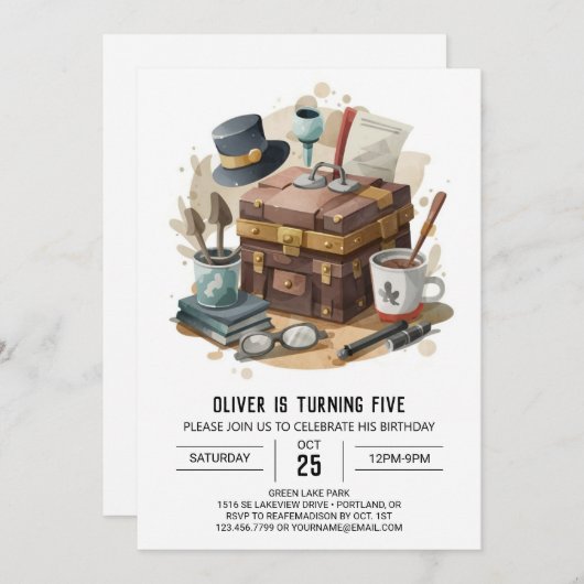 Moderne bewerkbare detective verjaardag kaart (Voorkant / Achterkant)