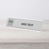 MODERNE BEWERKBARE EENVOUDIGE ASH AFBEELDING TEKST BUREAU NAAMBORDJE (Voorkant)