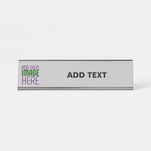 MODERNE BEWERKBARE EENVOUDIGE ASH AFBEELDING TEKST BUREAU NAAMBORDJE (Voorkant)