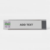 MODERNE BEWERKBARE EENVOUDIGE ASH AFBEELDING TEKST BUREAU NAAMBORDJE (Voorkant)